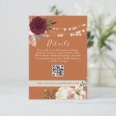 Carte D'accompagnement Détails de mariage floral Code QR Site web (Debout devant)
