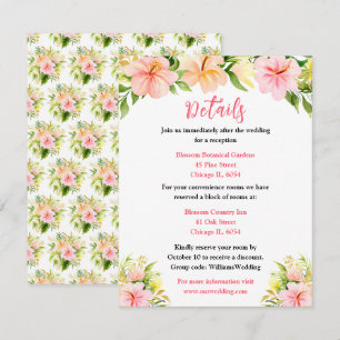 Carte D'accompagnement Détails de mariage floral de jungle tropicale