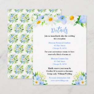 Carte D'accompagnement Détails de mariage floral de Myosotis et de pâquer