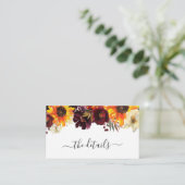 Carte D'accompagnement Détails de mariage floral de rose de Bourgogne de  (Debout devant)