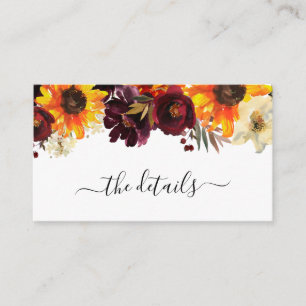 Carte D'accompagnement Détails de mariage floral de rose de Bourgogne de