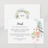 Carte D'accompagnement Détails de mariage floral de verdure de roses de b (Devant / Derrière)