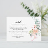 Carte D'accompagnement Détails de mariage floral de verdure de roses de b (Debout devant)