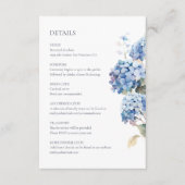 Carte D'accompagnement Détails de mariage floral d'hortensia bleu (Devant)
