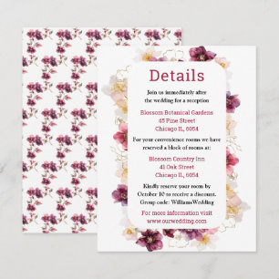 Carte D'accompagnement Détails de mariage floral Hellebore d'hiver Bourgo
