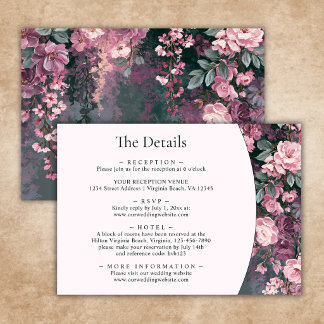 Carte D'accompagnement Détails de Mariage Floral Rose Mauve Romantique Él