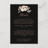 Carte D'accompagnement Détails de mariage floral royal formel noir (Devant)