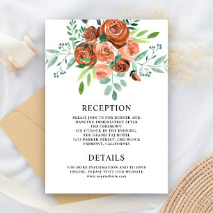 Carte D'accompagnement Détails de mariage floral Terracotta Roses Terreus