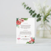 Carte D'accompagnement Détails de mariage floral tropical Luau Flamingo (Debout devant)