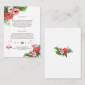 Carte D'accompagnement Détails de mariage floral tropical Luau Flamingo (Devant / Derrière)