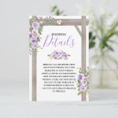 Carte D'accompagnement Détails de mariage floral violet rustique (Debout devant)