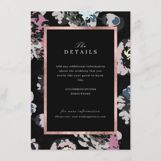 Carte D'accompagnement Détails de mariage floraux abstraits classiques mo (Devant)