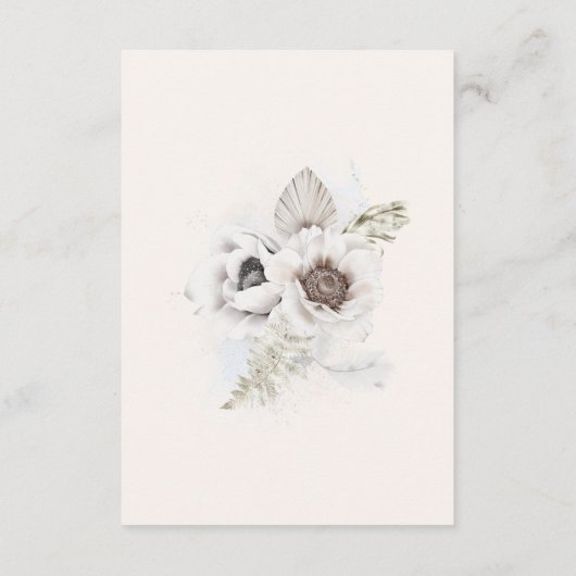 Carte D'accompagnement détails de mariage floraux argentés romantiques in (Dos)