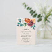 Carte D'accompagnement Détails de mariage floraux en terre cuite orange b (Debout devant)