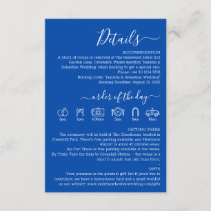 Carte D'accompagnement Détails de mariage formel bleu cobalt
