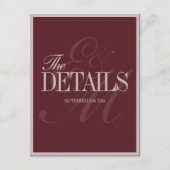 Carte D'accompagnement Détails de mariage formel rouge bordeaux écriture  (Dos)