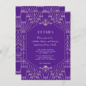 Carte D'accompagnement Détails de mariage Gatsby le Magnifique argent vio (Devant / Derrière)