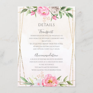 Carte D'accompagnement Détails de mariage géométrique floral aquarelle ro