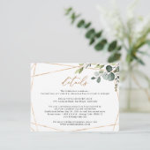 Carte D'accompagnement Détails de mariage géométriques dorés à feuillage (Debout devant)