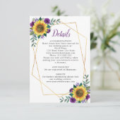 Carte D'accompagnement Détails de mariage géométriques floraux violets to (Debout devant)