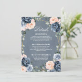 Carte D'accompagnement Détails de mariage géométriques pêche rose bleu po (Debout devant)