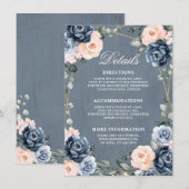 Carte D'accompagnement Détails de mariage géométriques pêche rose bleu po (Devant / Derrière)