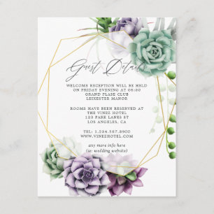 Carte D'accompagnement Détails de mariage géométriques succulents pour in