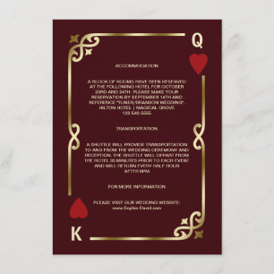 Carte D'accompagnement Détails de mariage Gold Deep Burgundy Casino Vegas