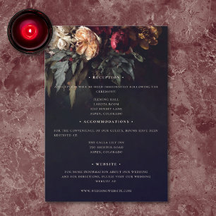 Carte D'accompagnement Détails de mariage gothique floral sombre romantiq