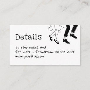 Carte D'accompagnement Détails de mariage gribouillés + Code QR Noir et