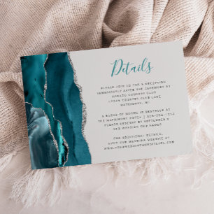 Carte D'accompagnement Détails de mariage gris argent sarcelle moderne