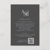Carte D'accompagnement Détails de mariage gris foncé en monogramme initia (Devant)
