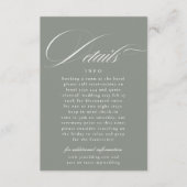 Carte D'accompagnement Détails de mariage gris vert calligraphie classiqu (Devant)