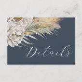 Carte D'accompagnement Détails de mariage herbe de pampas bleu foncé Boho (Devant)