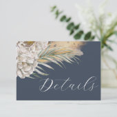 Carte D'accompagnement Détails de mariage herbe de pampas bleu foncé Boho (Debout devant)