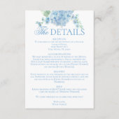 Carte D'accompagnement Détails de mariage Hortensia Bleu Jardin Anglais (Devant)