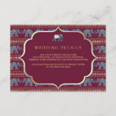 Carte D'accompagnement Détails de mariage indien éléphant bordeaux et or (Devant)