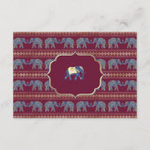 Carte D'accompagnement Détails de mariage indien éléphant bordeaux et or (Dos)