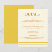 Carte D'accompagnement Détails de mariage jaune beurre de script simple m (Devant / Derrière)
