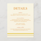Carte D'accompagnement Détails de mariage jaune beurre de script simple m (Devant)