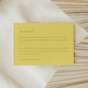 Carte D'accompagnement Détails de mariage jaune citron moderne & site web