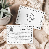 Carte D'accompagnement Détails de mariage manuscrits dessinés à la main a