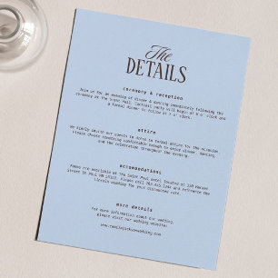 Carte D'accompagnement Détails de mariage marron et bleu