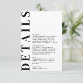 Carte D'accompagnement Détails de mariage minimal (Debout devant)
