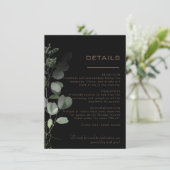 Carte D'accompagnement Détails de mariage minimal au eucalyptus formel no (Debout devant)