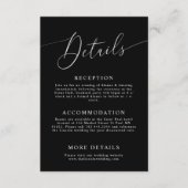 Carte D'accompagnement Détails de mariage minimal noir (Devant)