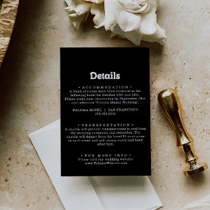 Carte D'accompagnement Détails de mariage minimal noir royal