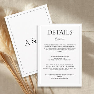 Carte D'accompagnement Détails de mariage minimaliste blanc moderne