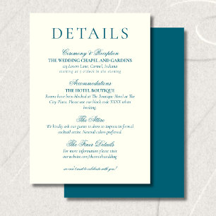 Carte D'accompagnement Détails de mariage minimaliste bleu sarcelle class