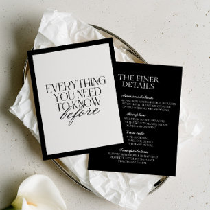 Carte D'accompagnement Détails de mariage minimaliste moderne noir et bla